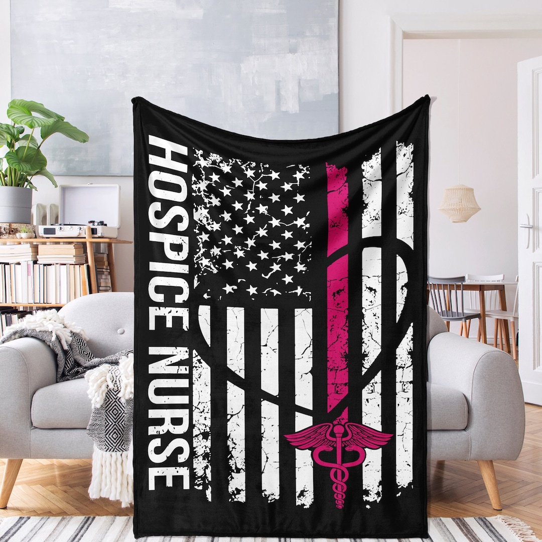 Hospice Nurse Flag Blanket, Nurse Throw Blanket, Hospice Nurse Gift