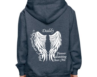 Daddy Guardian Angel Youth Hoodie, Memorial Dad, Dad in Heaven