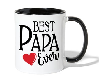 Best Papa Ever Accent Mug - Grandpa Papa Mug Papa Gift From Grandson From Granddaughter Love Papa Mug Best Papa Heart Mug Papa Coffee Mug