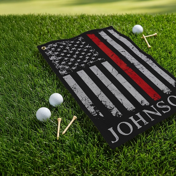 Custom Firefighter Golf Towel, Golf Gift for Dad, Golf Gifts for Firefighter, Personalized Golf Towel