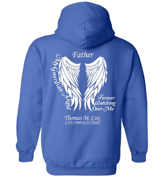 CaliKays Custom Loss of Father Guardian Angel Zipper Hoodie My Father Is My Guardian Angel Watching Over Me Dad Guardian Angel Dad Angel Hoodie