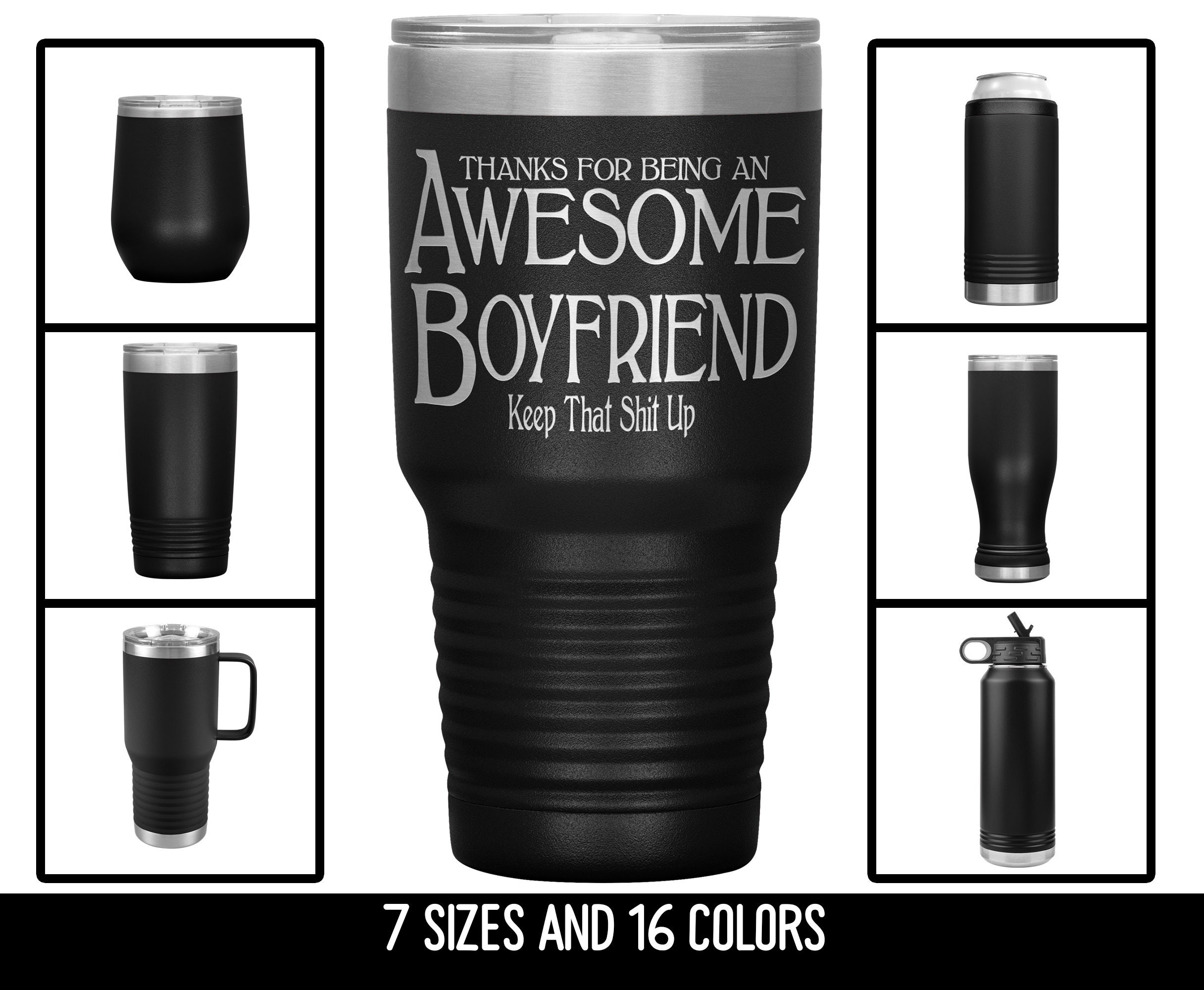 Boyfriend Men Birthday Gifts Tumbler Qtencas Valentine's Day Gifts for Boyfriend Travel Tumbler Black, 20oz This Guy Has an Awesome Girlfriend Stainless Steel Insulated Tumbler with 2 Lids 