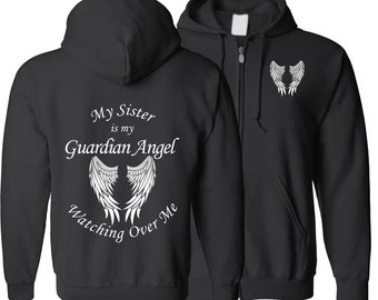 Sister Guardian Angel Wings Zip Hoodie Memorial Gift