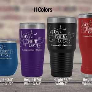 Best Nanny Ever Personalized Tumbler with Grandkids Names, Nanny Gift From Grandson or Granddaughter, Customized Gift