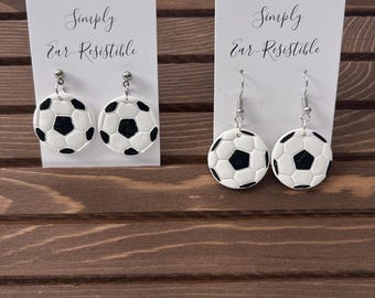 Polymer Clay Soccer Ball Earrings: Lightweight Dangle Design
