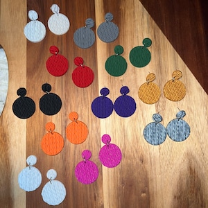 Large Circle Polymer Clay Sweater Dangles. Available in several different colors as pictured.