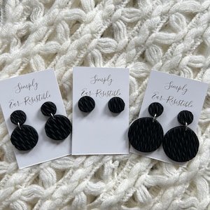 Black Sweater Polymer Clay Earrings. Available in 3 sizes.