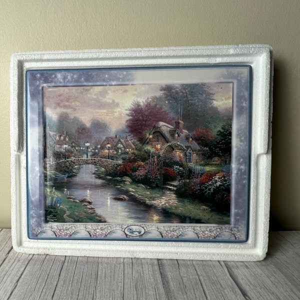 Thomas Kinkade limited edition "Lamplight Bridge" 2rnd plate in Bridges of Life Series plates with COA and original packing.