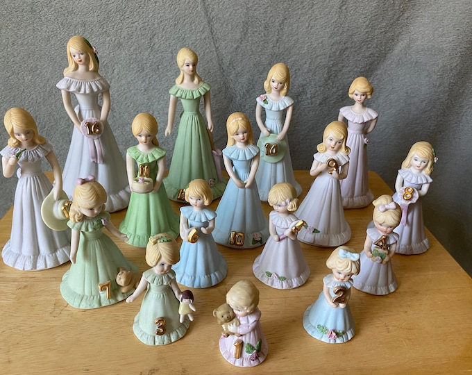 Birthday Girls from Enesco Vintage ceramic "Growing Up Birthday Girls" choose from ages 1-16 from 1981 - All are Blonde