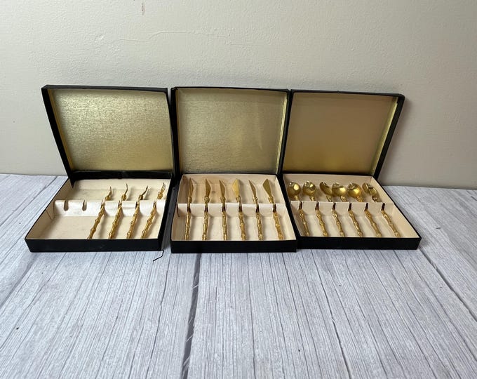Choice of gold-plated Bamboo style forks, knives or spoons