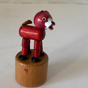 Vintage from Italy Wooden Dog Push Puppet