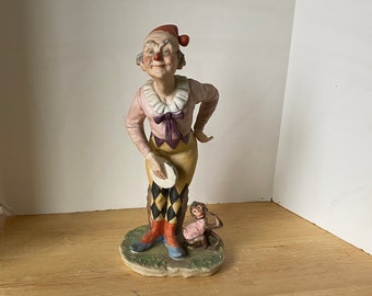 Love the Monkey!!  Pucci Clown & Monkey ceramic bisque Figurine from Italy Capodimonte #3428