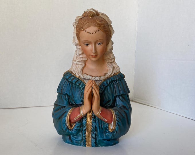 1978 "Madonna in Prayer"  7 1/2" tall Ceramic Madonna Bust made by Ceramica Excelsis Roman Inc. #CE13