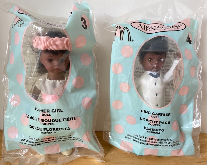 Set of 2 McDonalds 2003 Madam Alexander Dark Skin Dolls Flower Girl(#3) and Ring Carrier (#5) 5" dolls In unopened packaging