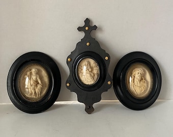 Choice of Meerschuim 19th century Reliquary of John the Baptist w/ Lamb, Possibly St Agnes next to Lamb and Jesus Christ Crown of Thorns