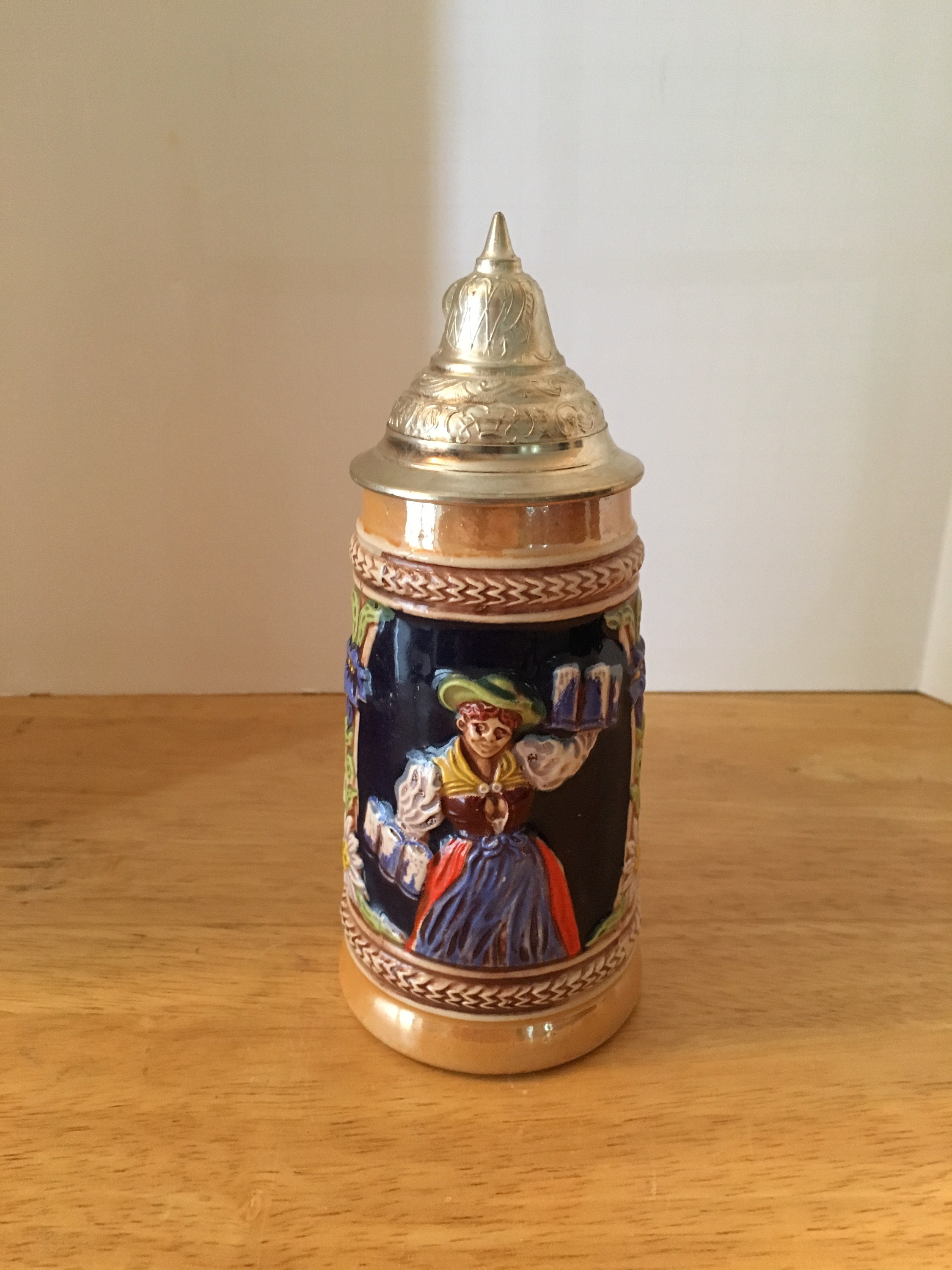 Vintage original Gerzit lidded German beer stein