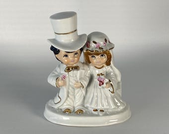 Vintage Porcelain Bride and Groom Cake Topper Figurine with Gold Gilt Accents from Lego