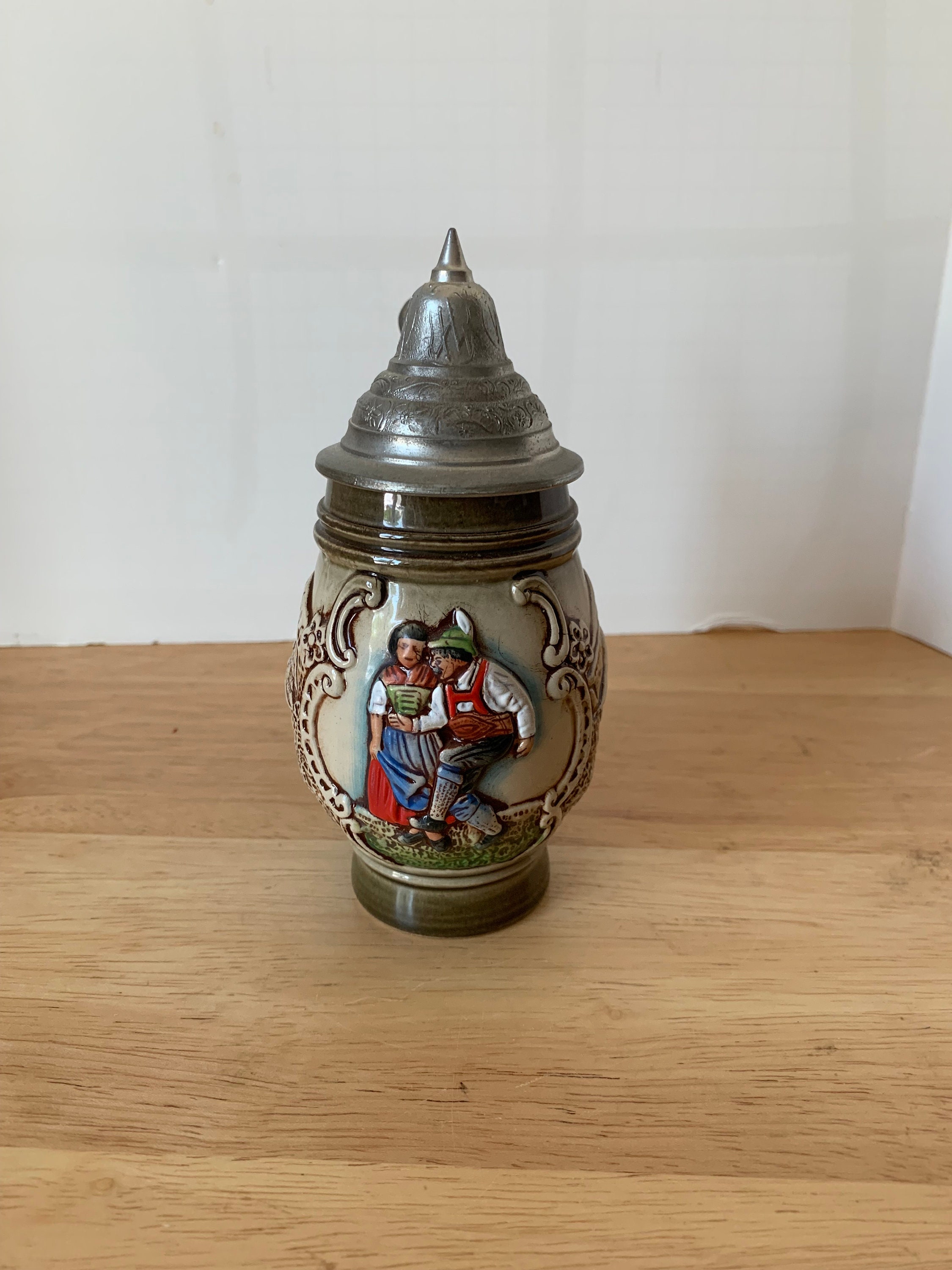 Vintage German King lidded beer stein