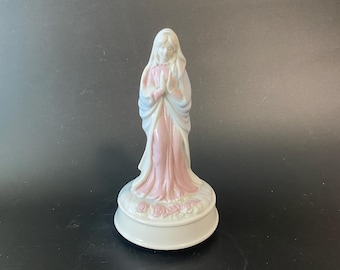 1986 Arnart Porcelain Ceramic "Lady in Prayer"  Music Box Madonna - plays "Ave Maria"