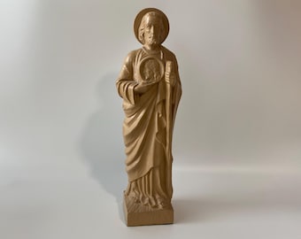 12 3/4" St Jude Plastic Statue - Saint of Lost Causes with Face of Jesus Medallion