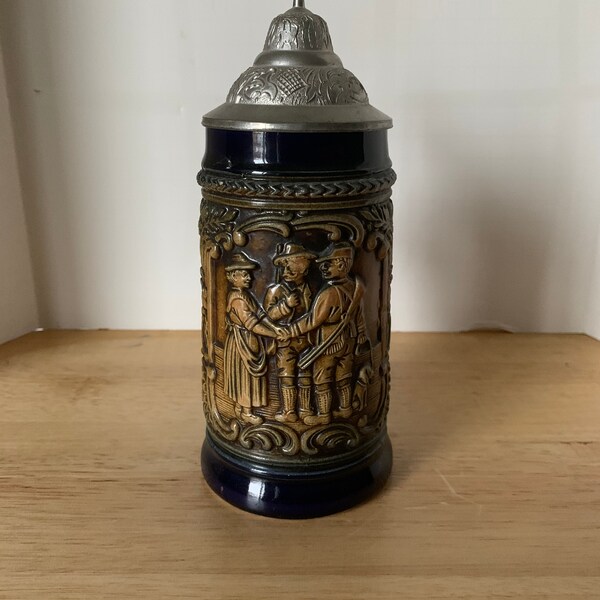 Vintage original Gerz lidded German beer stein