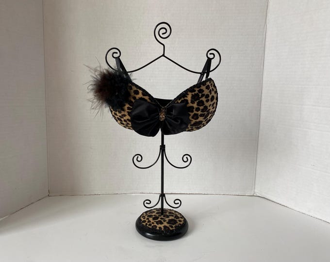 Ooh La La!!!  Leopard Print brassiere bra  Mannequin Jewelry Organizer/holder Stand