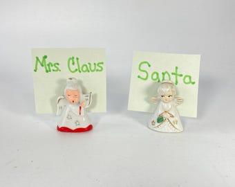 Set of 2 Vintage Porcelain Ceramic Angel Place Card Holders from Japan - 1950s