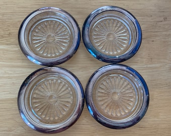 Set of 4 Silver Plated Glass Coasters