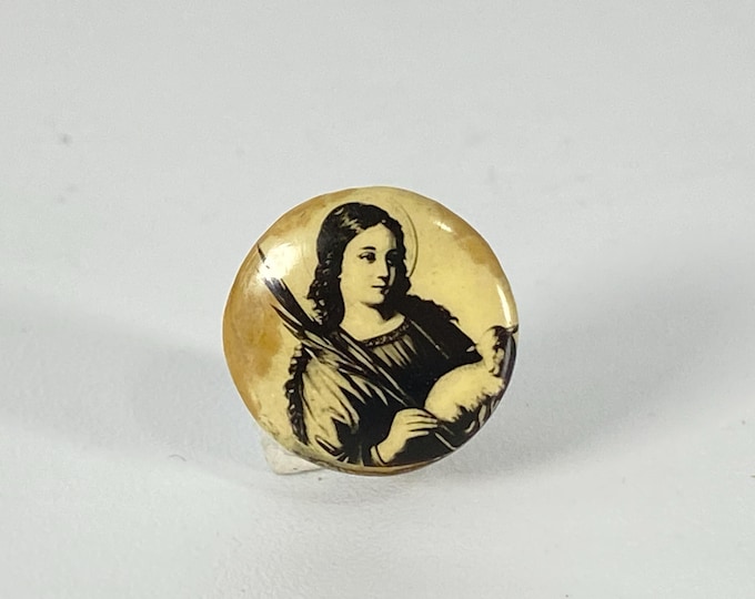Vintage Celluloid St. Lucy Pin