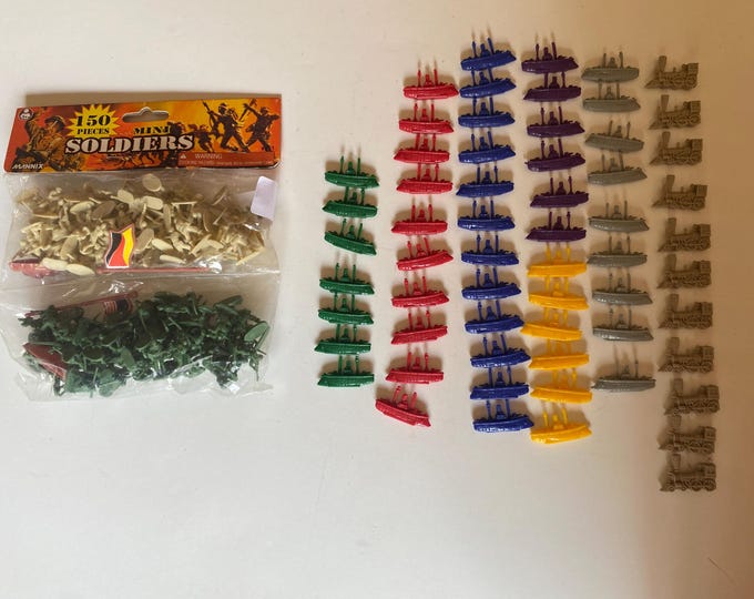 201 Piece Set of 1"  War Plastic Soldiers by Mannix - New in Bag, Ships and Trains