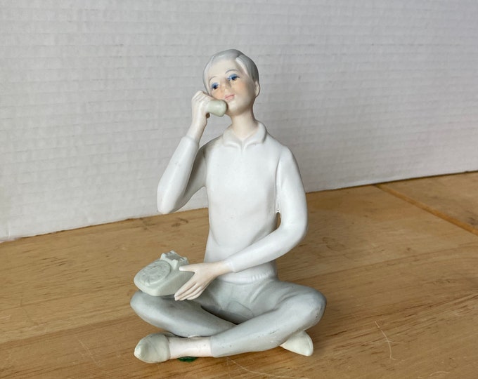 MCM Dial Telephone!  Vintage Telephone Teenage Boy Ceramic Figurine