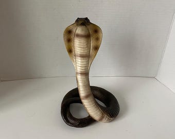 Realistic 9 1/2" Tall Cobra Snake decorative sculpture figure made of high-quality polyresin