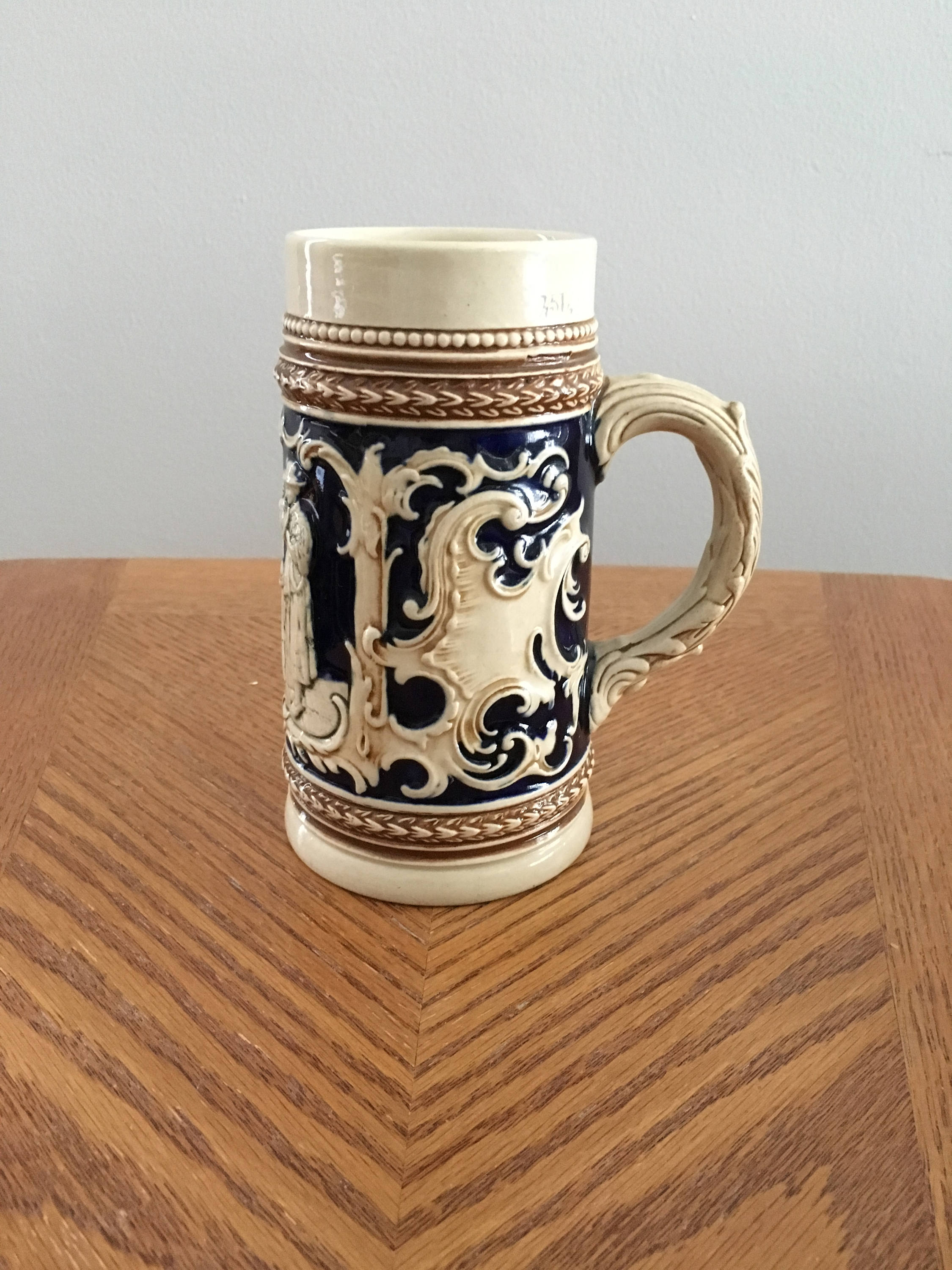 Vintage brown and Cobalt blue German beer stein