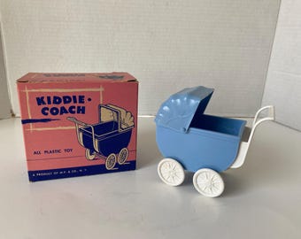 Set of 10 - 1950s Blue Kiddie Coach Plastic Stroller with Box by M.P. & Co, NY