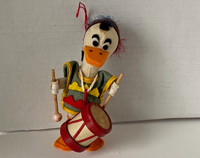 Made 1950-1960s in Italy Felt Donald Duck Ornament by the Lenci Company