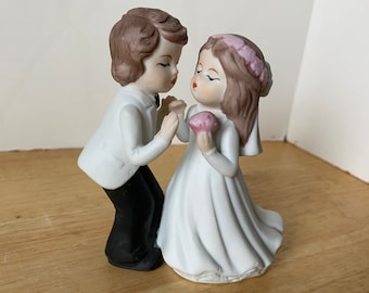 First Kiss Ceramic Bisque Bride and Groom from Semder New York