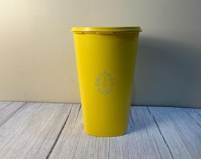 Tupperware bright yellow Servalier canister with lid