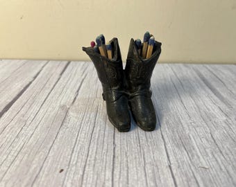 Dodge Inc./Paddywax cast metal Western boots match/toothpick holder