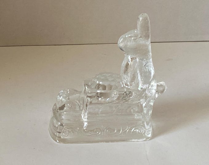Vintage Glass Candy Container Rabbit With Wheelbarrow
