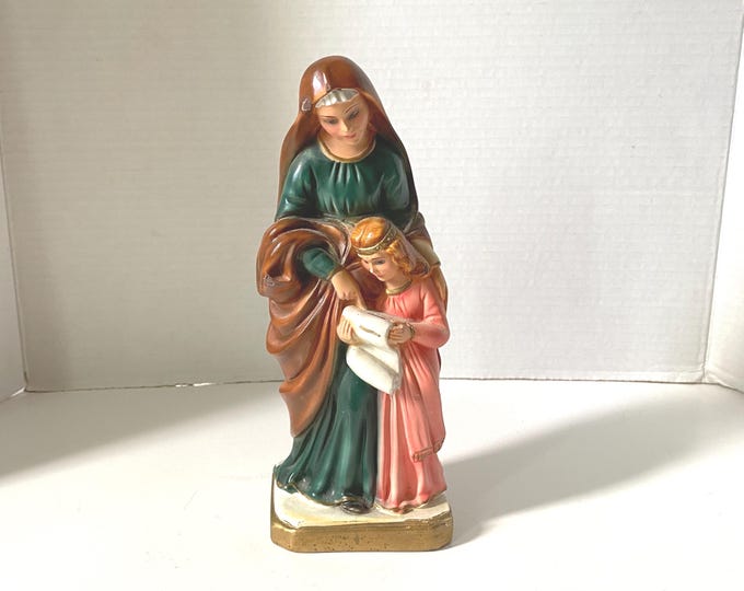 St. Anne Italian Plaster 9" tall  statue with child Mary, Most Holy from Columbia Statuary