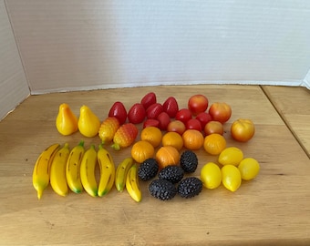 1950-60s Set of 41 Plastic Small Fruit Variety For Crafts, Display, Playhouse, etc
