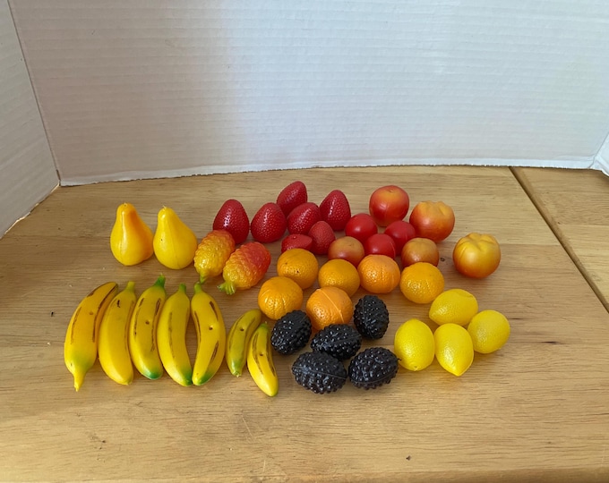 1950-60s Set of 41 Plastic Small Fruit Variety For Crafts, Display, Playhouse, etc