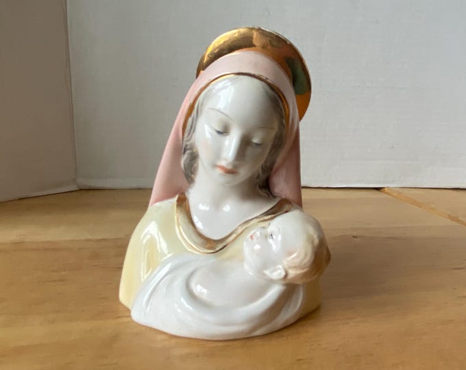 Vintage Italian Ceramic Madonna and Child Bust