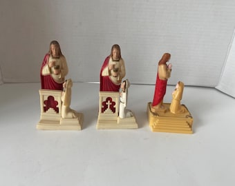 Vintage plastic First Communion for girl with Jesus figurines and Trinket Box