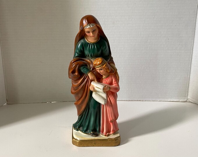 St. Anne Italian Plaster 9" tall  statue with child Mary, Most Holy from Columbia Statuary