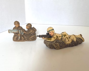 Choice of 1940s Composition wood Toy Soldier Machine Gun & Gunner 403A or Lying Prone Resin Gunner with Machine Gun