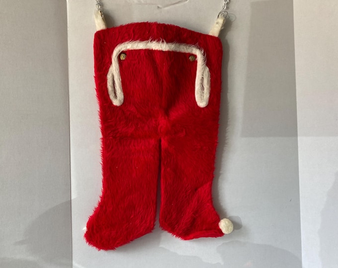 Extra Large Vintage Santa Pants Long Johns red fur Stocking and loop for hanging