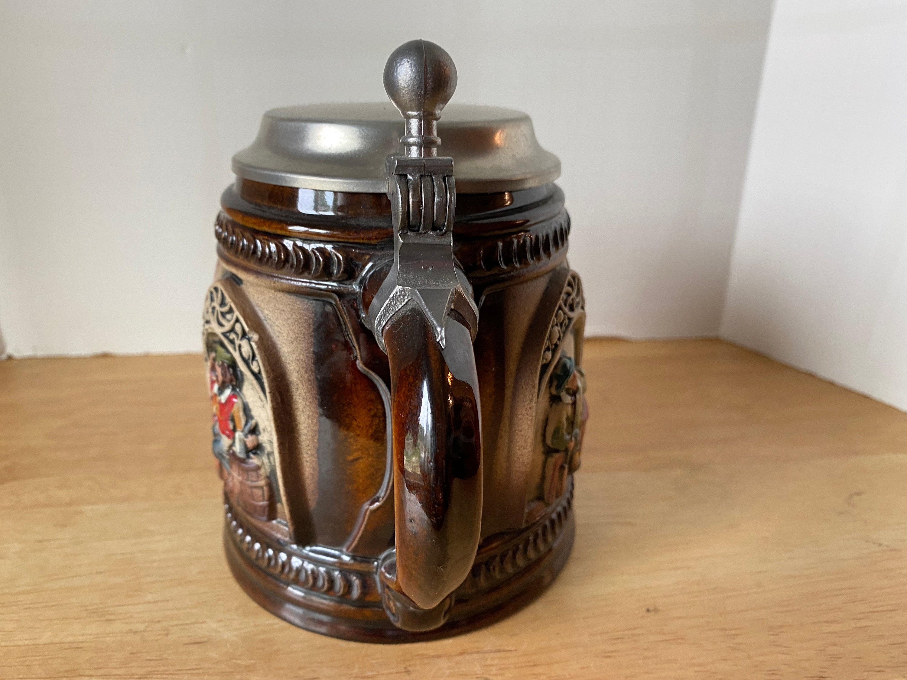Beyer German Lidded Beer Stein Hand Painted