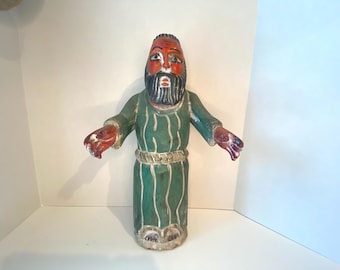 15" Hand Carved Wooden Santos Religious Figure Folk Art