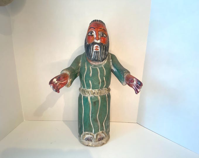 15" Hand Carved Wooden Santos Religious Figure Folk Art